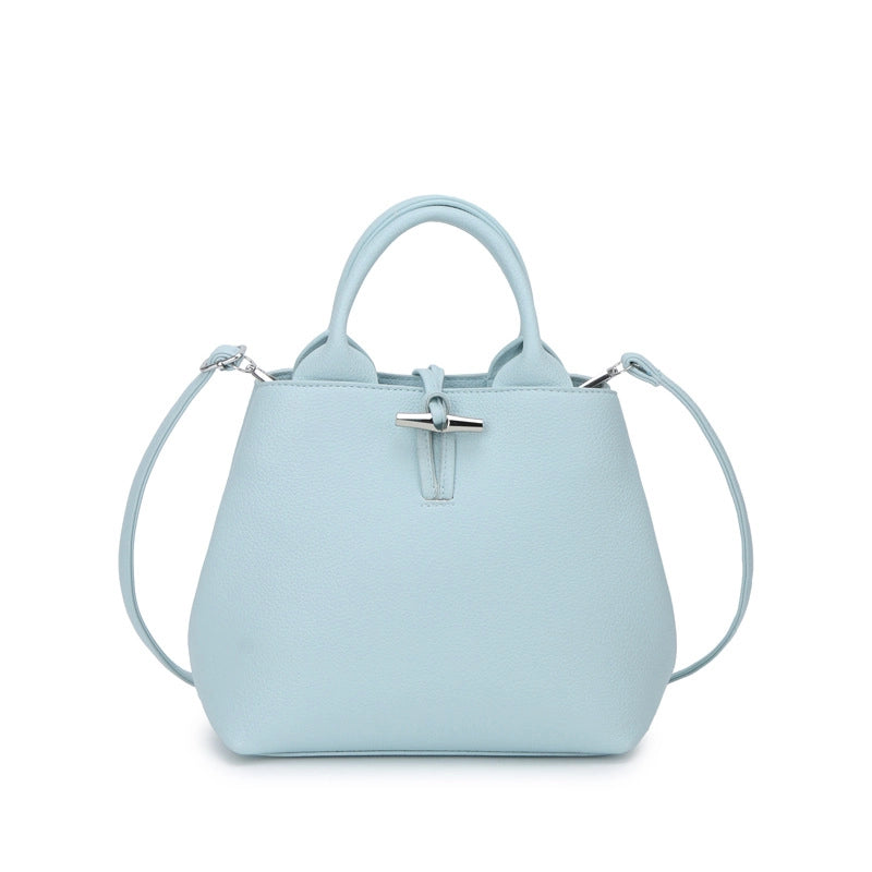 Women's Pu Leather Solid Color Classic Style Bucket Zipper Crossbody Bag