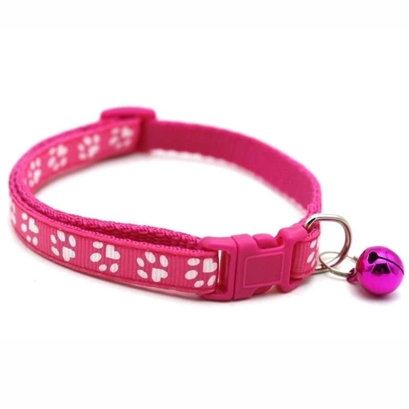 Pet Supplies Dog Cat Collar Color Footprint Print Belt Bell Dog Collar