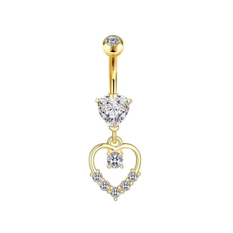 15 Pieces Minimalist Heart Shape Pineapple Butterfly Plating Inlay Stainless Steel Zircon Navel Stud