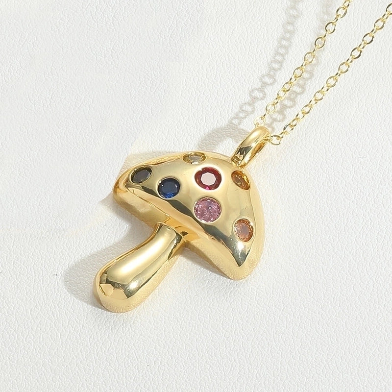 Copper 14K Gold Plated Vintage Style Minimalist Plating Inlay Butterfly Zircon Pendant Necklace