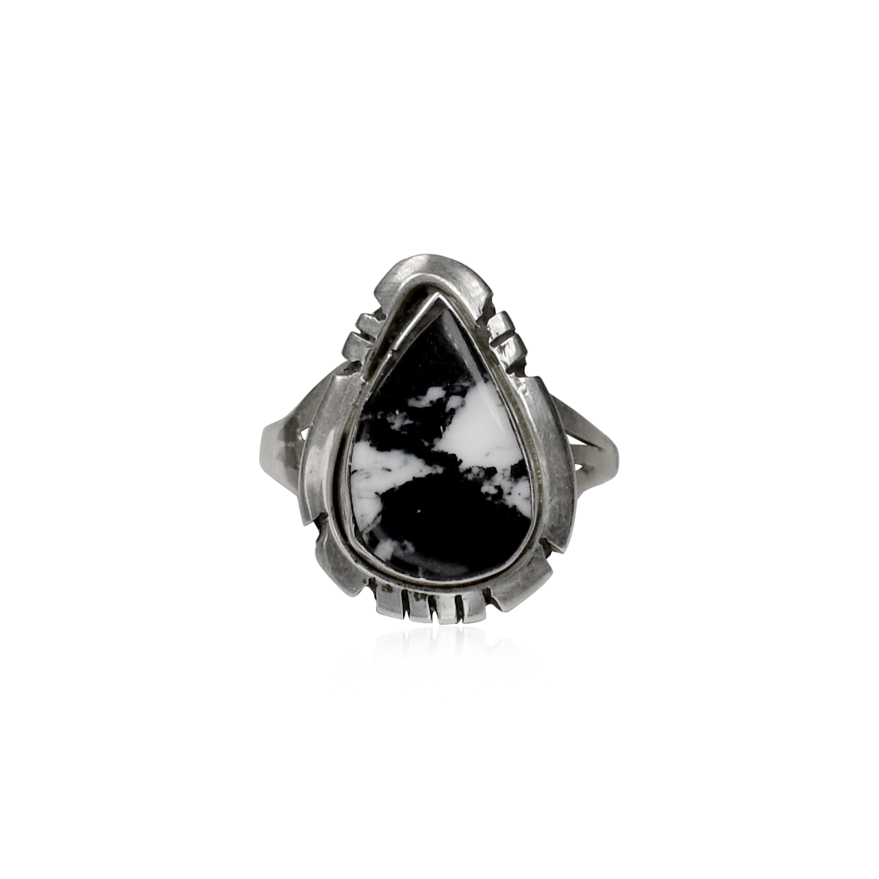 Dark White Buffalo Teardrop Ring