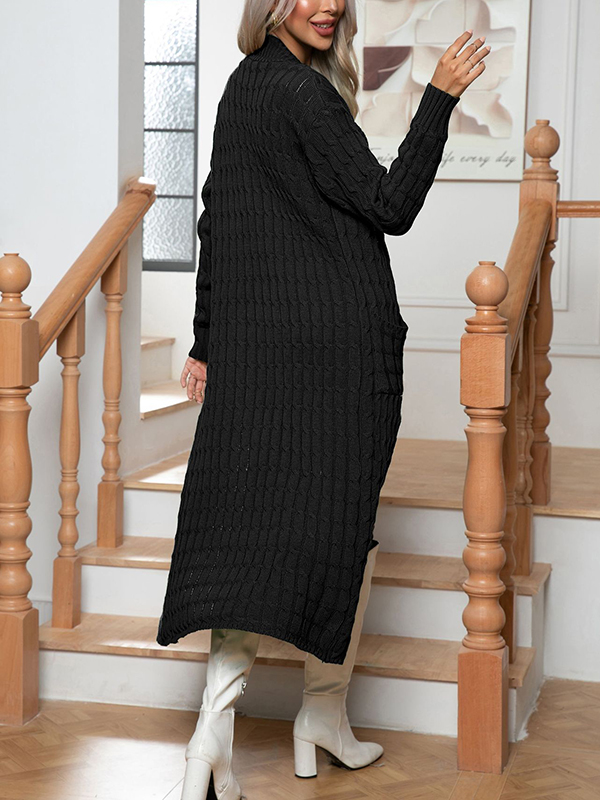 Long Sleeves Loose Solid Color Split-Joint Cardigan Coats