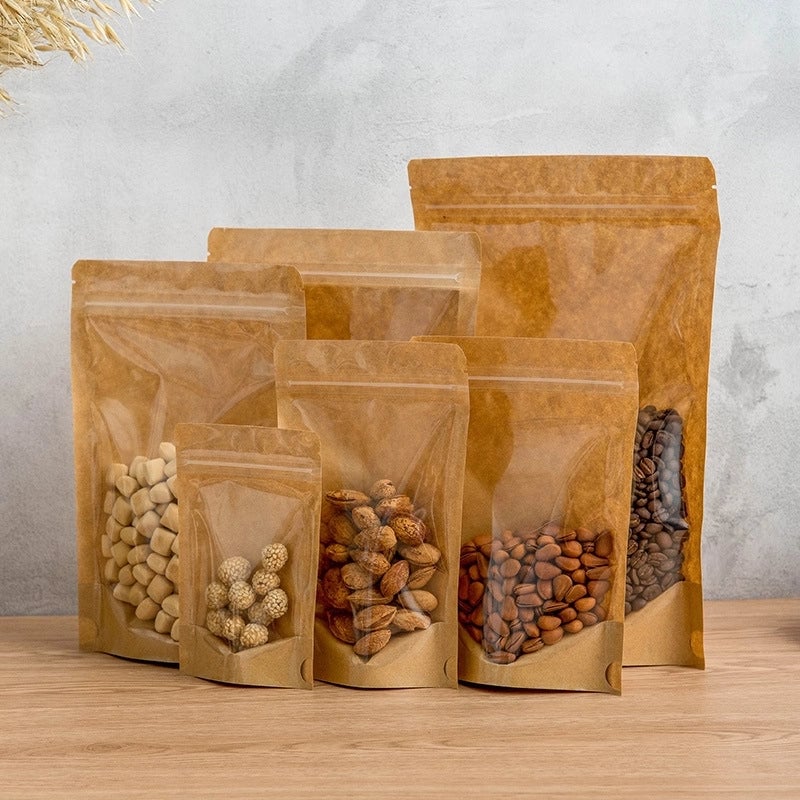 Yin And Yang Kraft Paper Self-sealing Bag Window Translucent Bag Tea Nut Food Packaging Bag Yin And Yang Self-sealing Bag