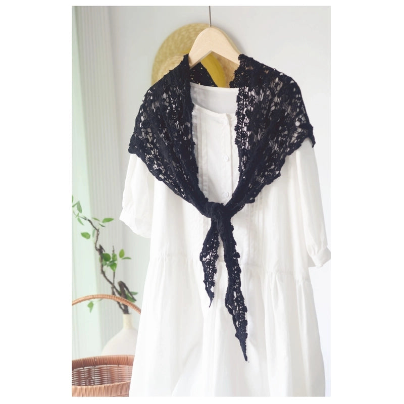 Cotton Handmade Crochet Triangle Scarf Spring And Summer Women's Solid Color Hollow-out Air-conditioning Room Neck Protecting Shawl Dual-purpose Scarf