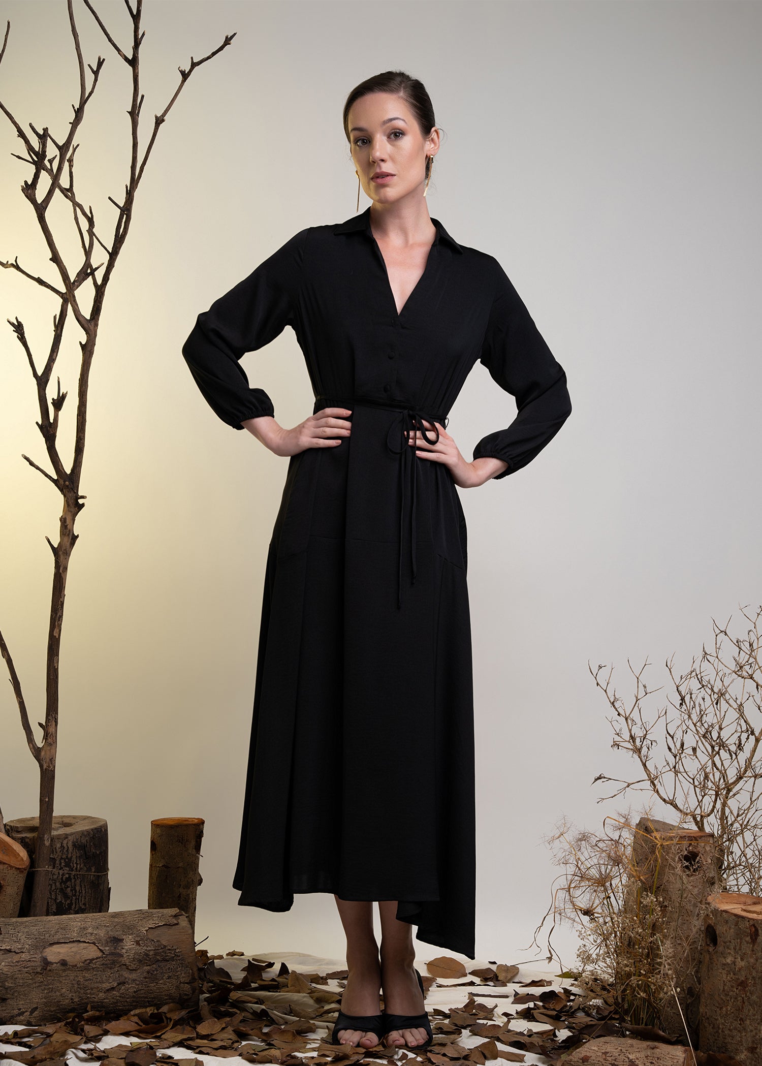 Long Sleeve Maxi Dress With Collar