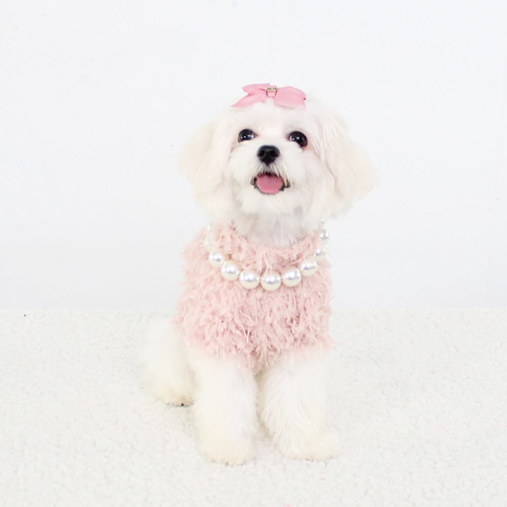 Tassel Faux Fur Dog Sweater&Hat