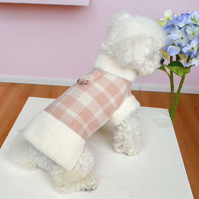 Warm Plaid Dog Harness Coat