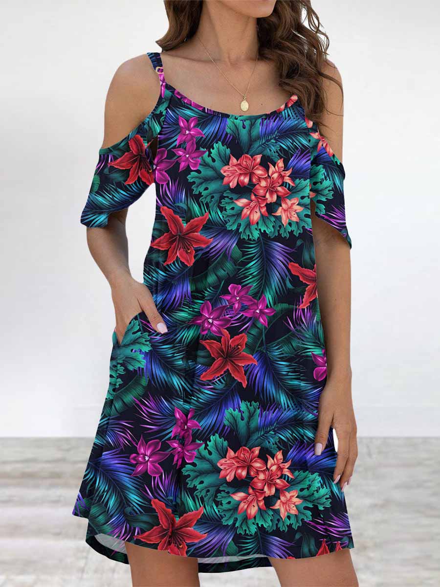 Elegant Print Flounce O Neck Dresses(11 Colors)