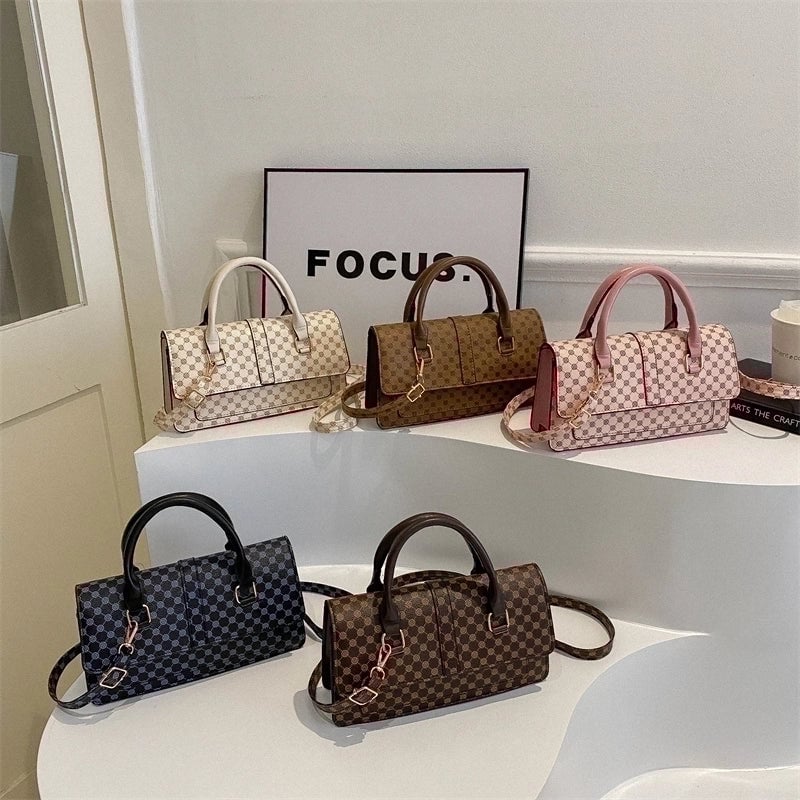 Women's Pu Leather Plaid Vintage Style Classic Style Square Flip Cover Shoulder Bag Handbag Crossbody Bag