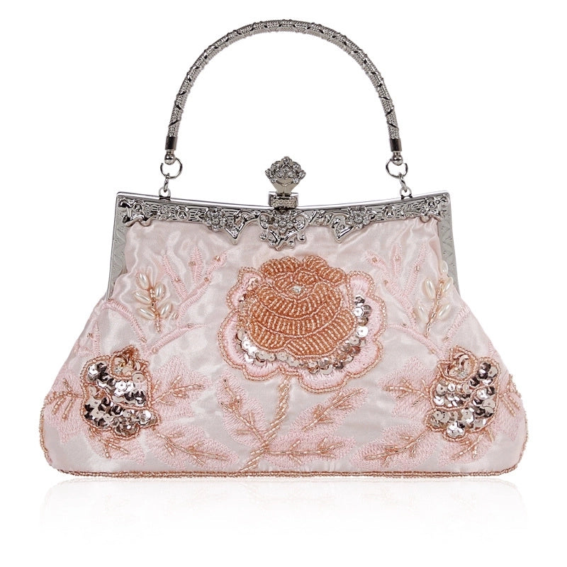 Red Wine Red Purple Polyester Flower Square Evening Bags