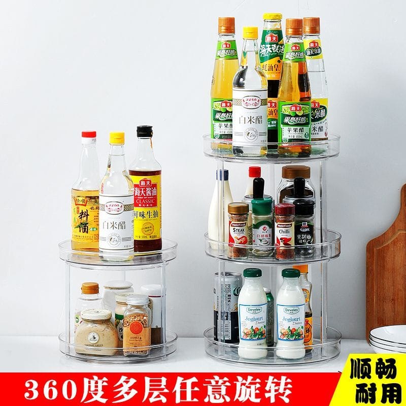 3 Tier Clear Lazy Susan Organizer. 9-Inch Rotating Lazy Susan Turntable for Cabinet Plastic Lazy Susan Spice Rack Organizer