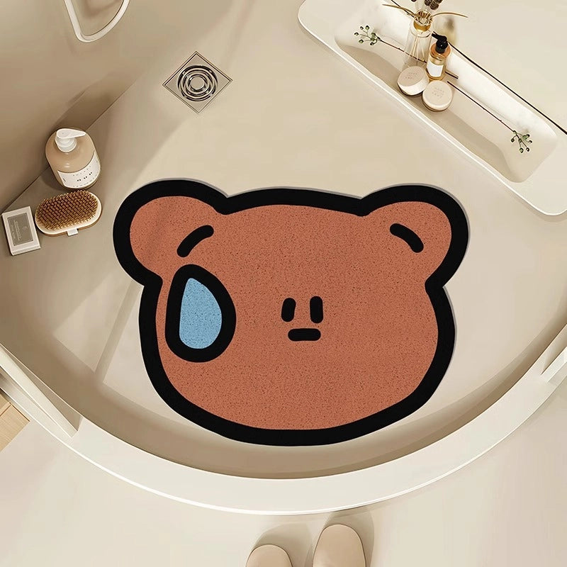 Cartoon Silent Dog Silk Ring Bathroom Mats Shower Room Floor Mat Non-Slip Anti-Fall Foot Mat Bathroom Cutout Mat