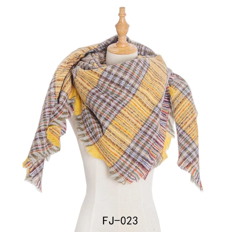 Autumn And Winter New Ring Yarn Thickened Double-sided Lattice Prick Scarf Scarf Women's Scarf Shawl Manufacturers
