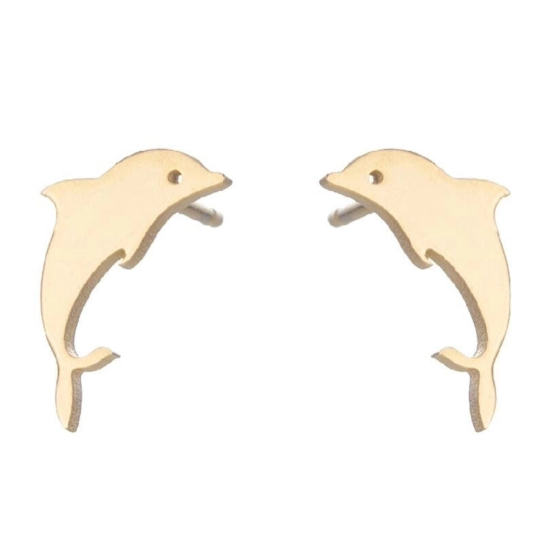 1 Pair Minimalist Animal Plating 304 Stainless Steel 18K Gold Plated Ear Studs