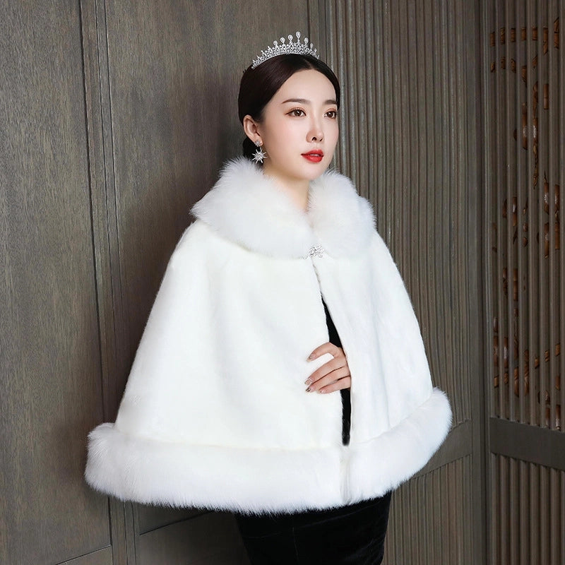 Bridal Wedding Dress Warm Wedding Ceremony Thickened Dress Cheongsam Shawl Autumn And Winter Cape Woolen Shawl Coat For Women