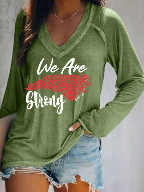 Women's North Carolina We Are Strong Print V-Neck T-Shirt