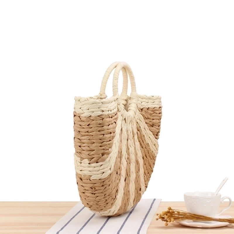 A Simple Hand-carried Straw Solid Color Casual Hand-woven Bag 41*38*8cm
