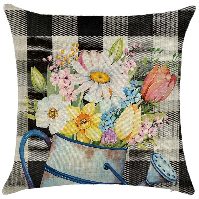 Pastoral Plant Flower Linen Pillow Cases