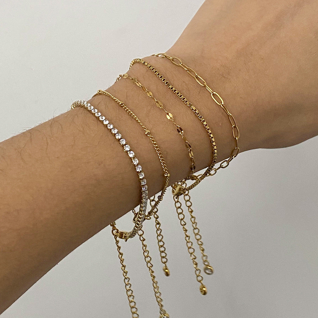 Stainless Steel Zircon Bracelet Niche Fashion Metal Chain Titanium Steel Jewelry