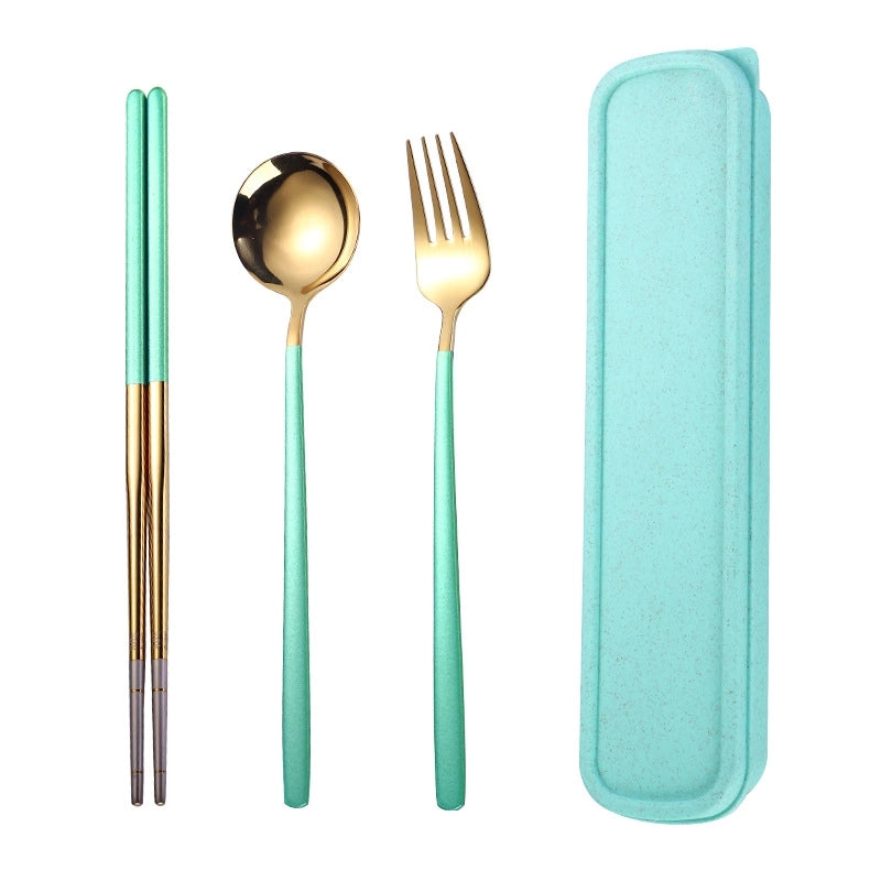 Fashion Solid Color Stainless Steel Tableware 1 Set