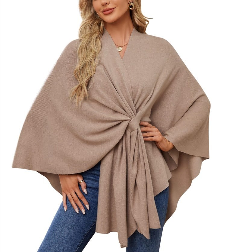 🎁 49% OFF-Elegant Shawl Wraps Soft Open Front Poncho Sweater