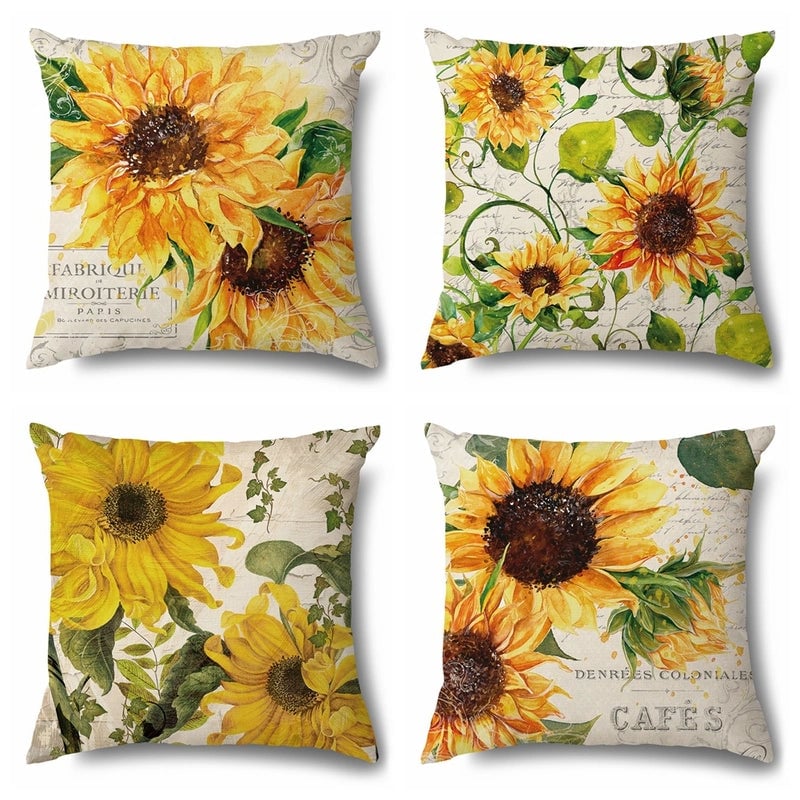 Pastoral Sunflower Linen Pillow Cases