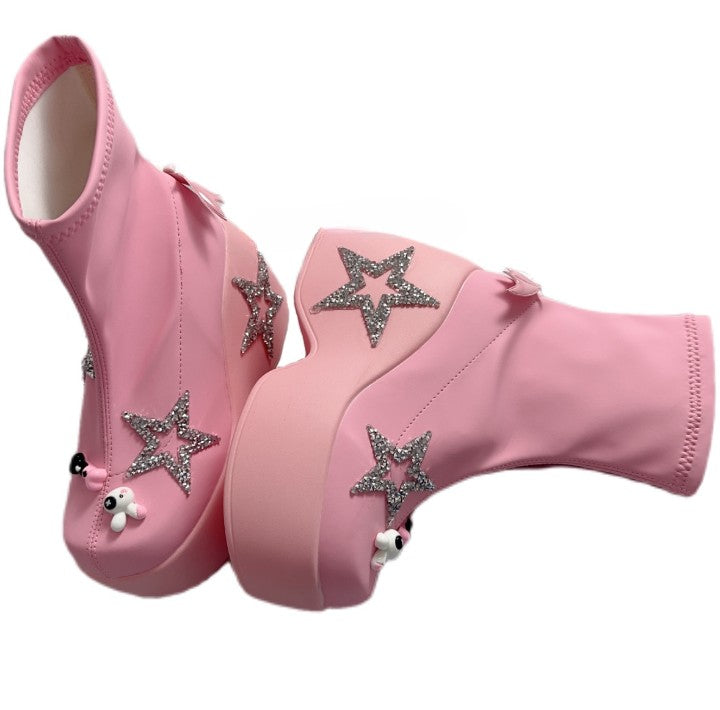 Pink Bunny Devil Wing Boots KF11042