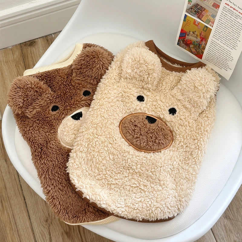 Warm Winter Fleece-lined Pet Dog Clothes Cute Teddy Bear Bichon Frise Poodle Clothes