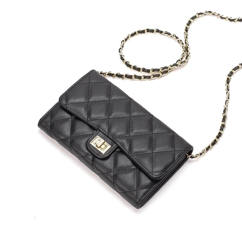 Women's Pu Leather Solid Color Streetwear Square Lock Clasp Shoulder Bag