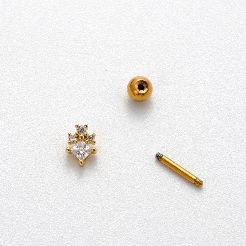 1 Piece Ear Cartilage Rings & Studs IG Style Sector Snowflake Copper Plating Inlay Zircon