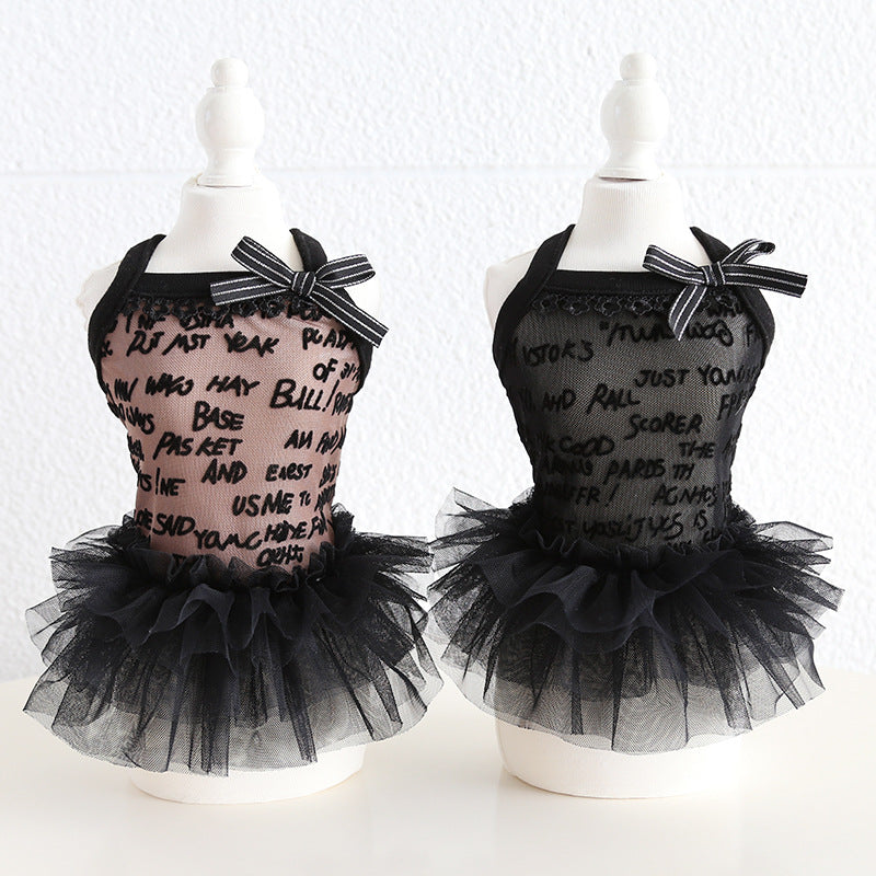 Sweet Letter Printed Lace Dog Cat Dress