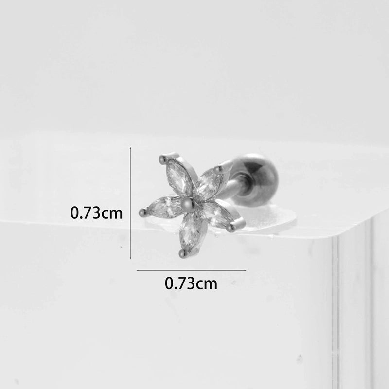 Ear Cartilage Rings & Studs Flower 316L Stainless Steel  Copper Inlaid Zircon