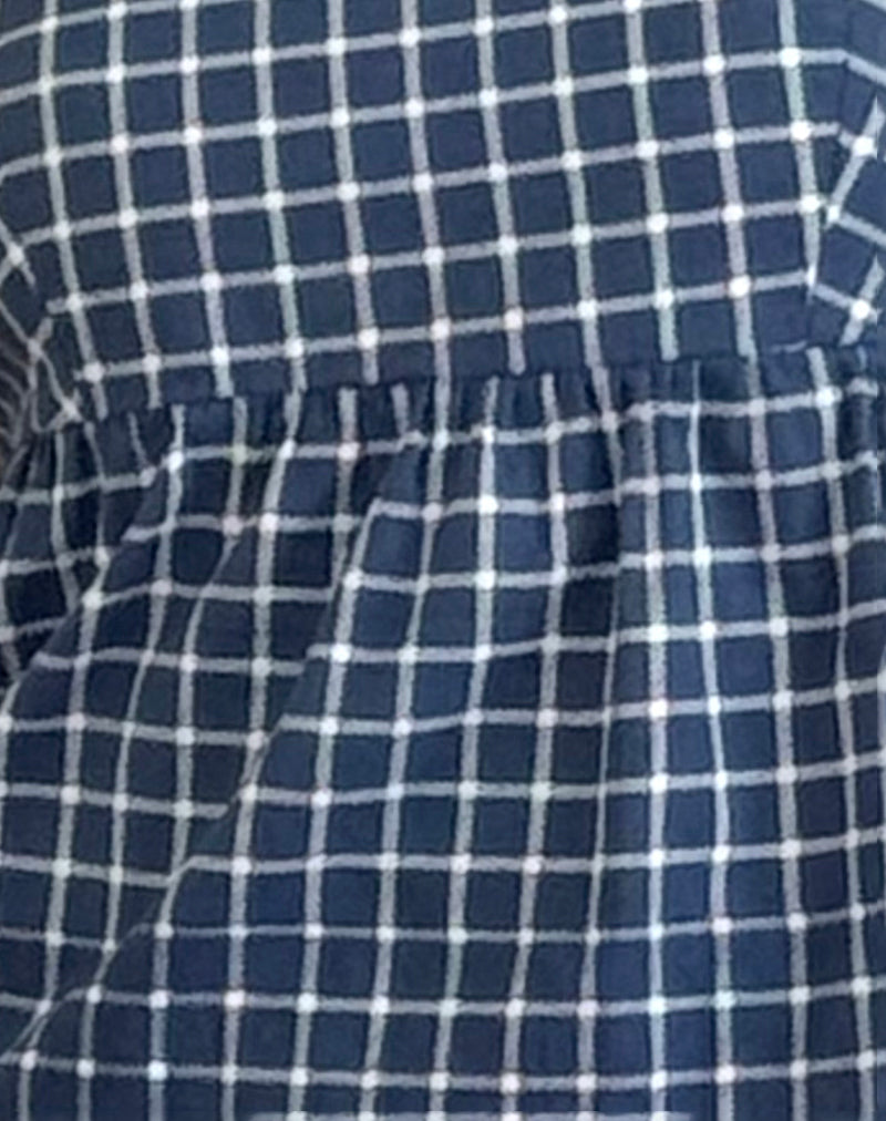 Jeju Top in Navy Tartan Poplin