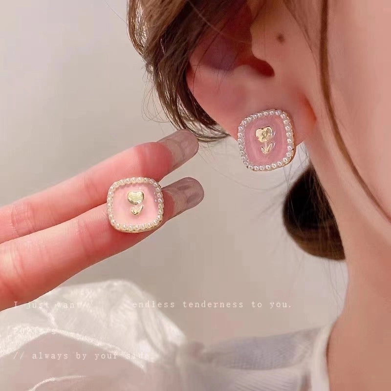 1 Pair Fashion Flower Butterfly Bow Knot Inlay Alloy Artificial Pearls Rhinestones Shell Earrings