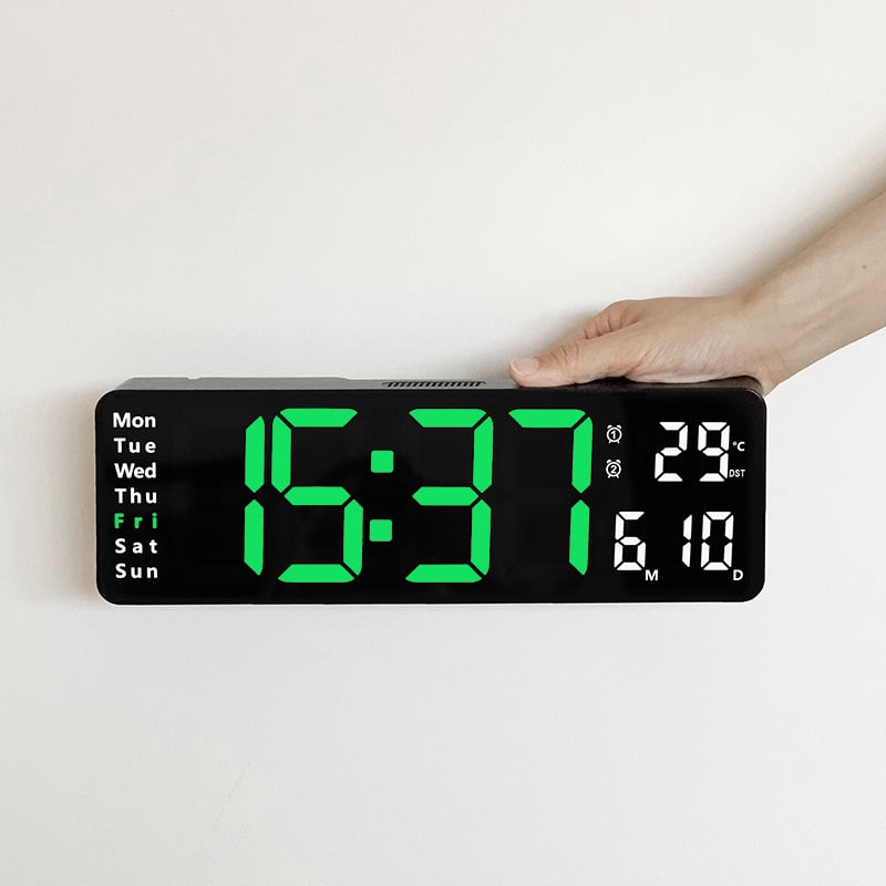 ⚡Prime Day Sale⚡13 Large Digital Clock with Temperature. Date. Auto DST. Night Light. Auto Brightness Dimmer