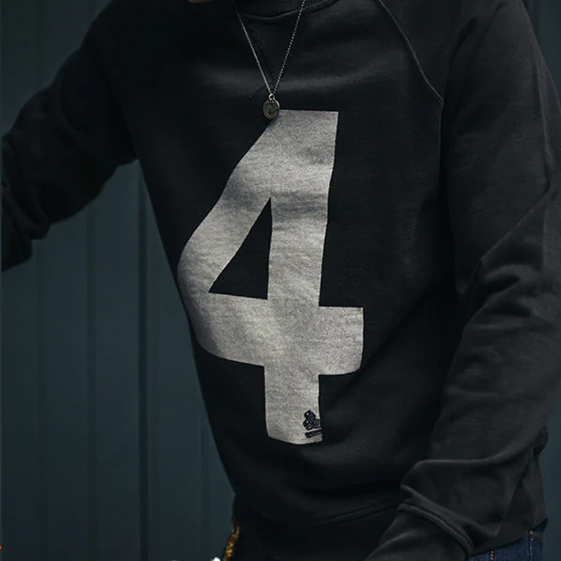 Retro American Letter 4 Print Long Sleeve Casual Sweatshirt