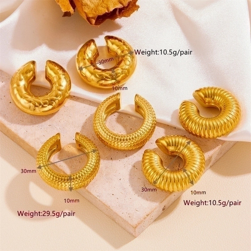 1 Pair Minimalist Classic Style C Shape U Shape Plating Titanium Steel Titanium Steel 18K Gold Plated Ear Cuffs