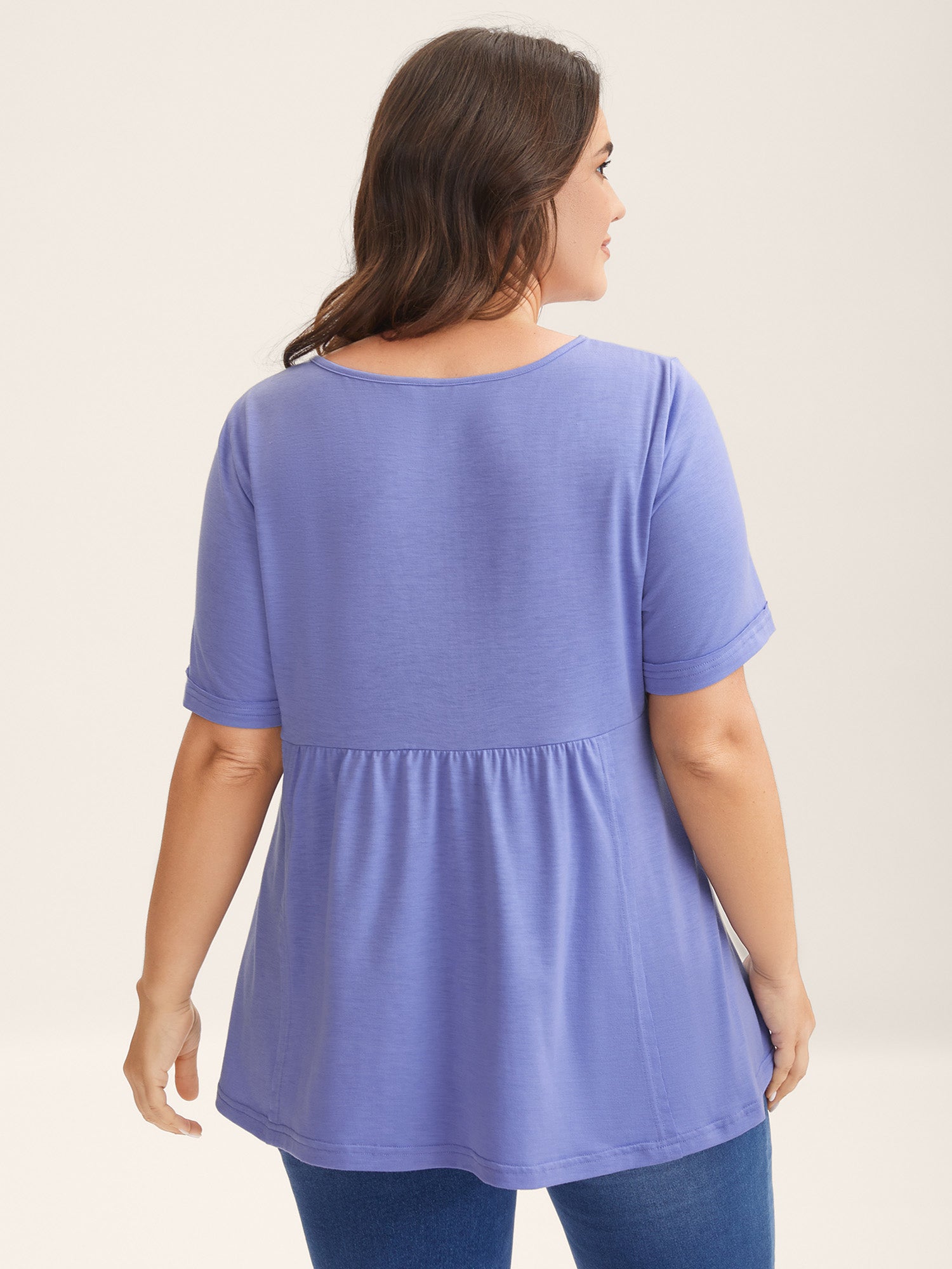 Slim Cut Plain Knit Round Neck Top