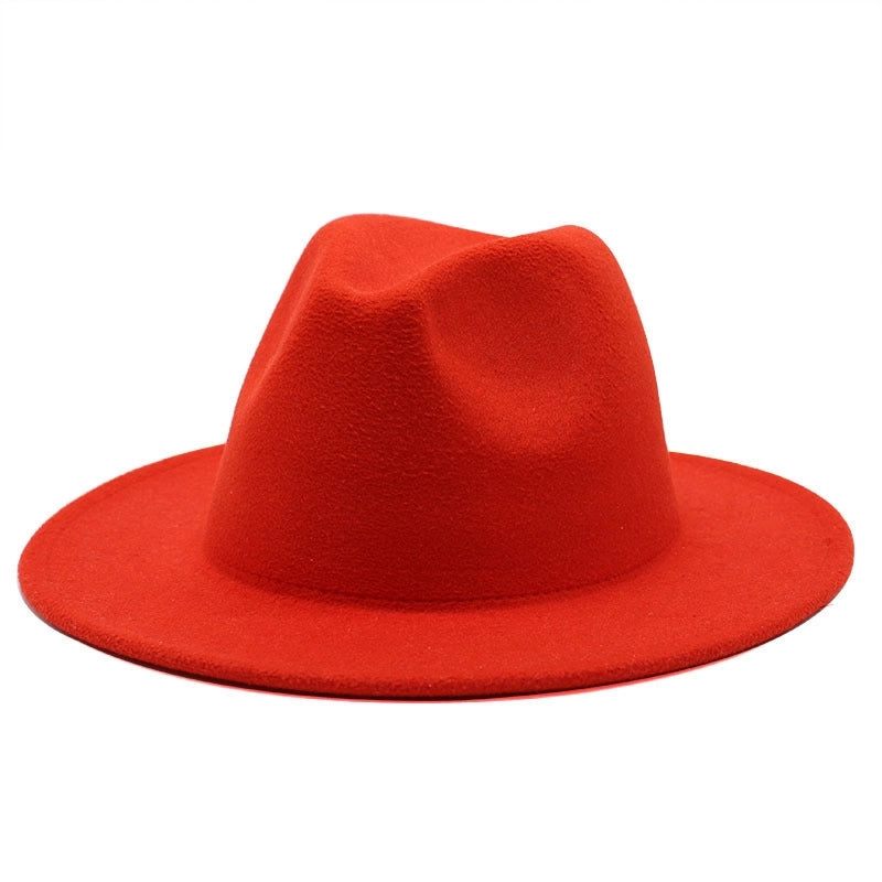 Solid Color Jazz Hat British Style Retro Woolen Hat Adult Embroidery Logo Felt Hat