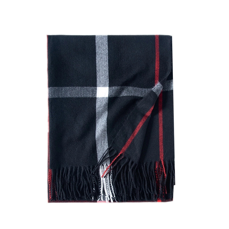 Unisex Streetwear Lattice Imitation Cashmere Tassel Winter Scarves