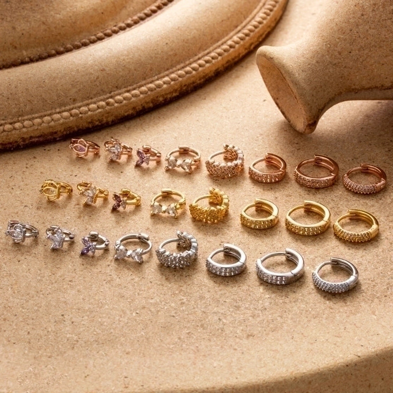 1 Piece Minimalist Classic Style Round Plating Inlay Copper Zircon 18k Gold Plated Ear Studs