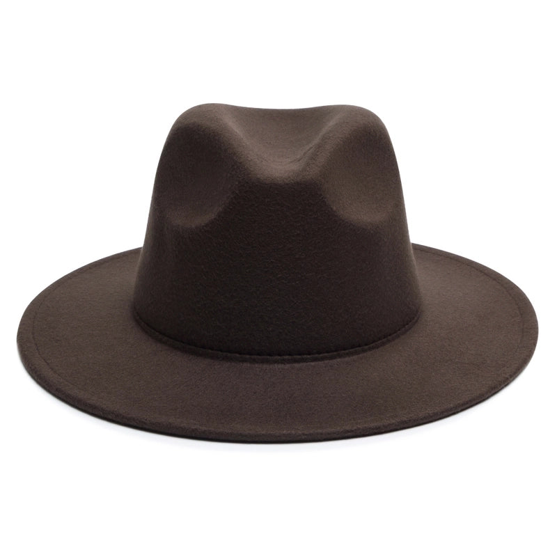 Unisex Vintage Style Minimalist British Style Solid Color Big Eaves Flat Eaves Fedora Hat