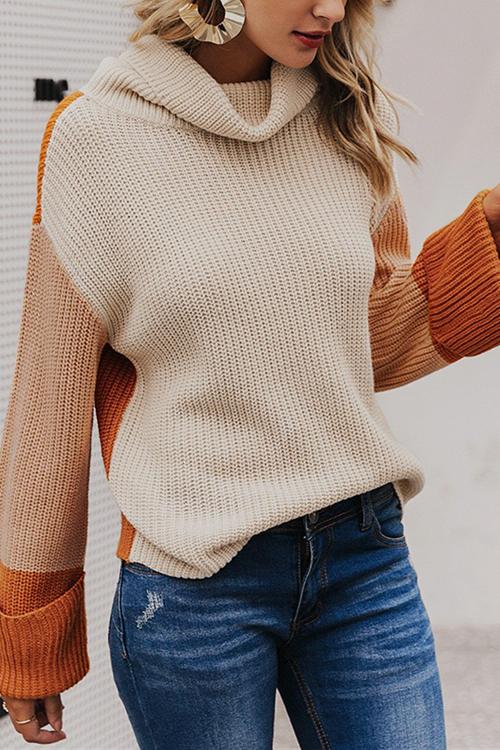 Pumpkin Oversized Color Block Sweater