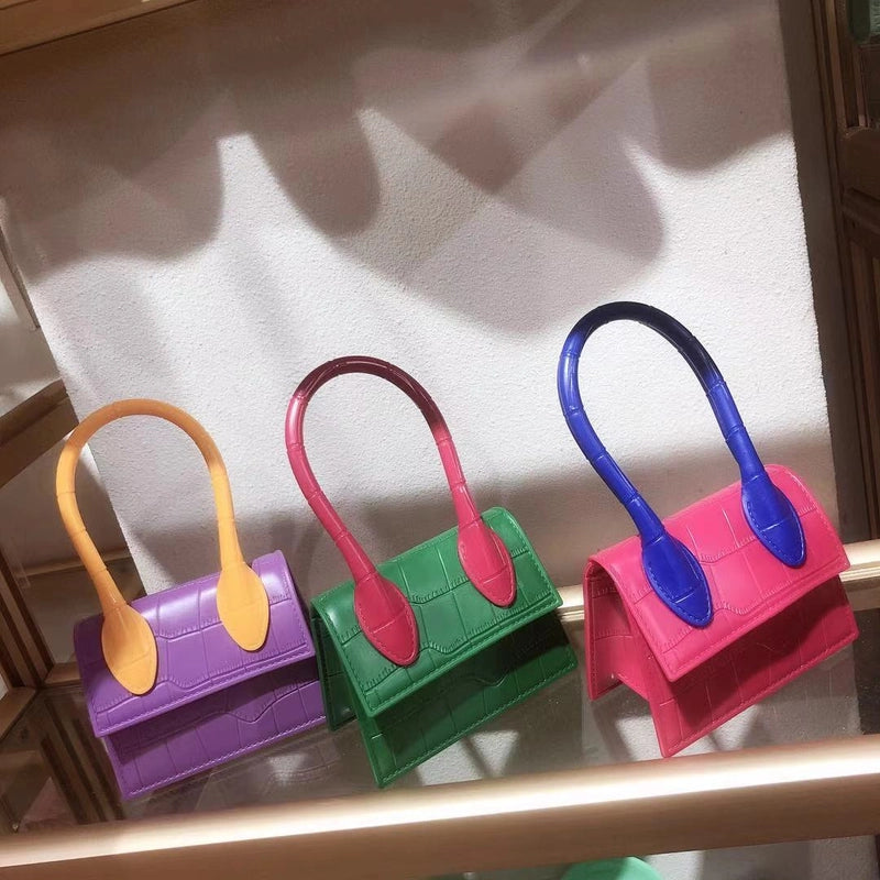 Women's Mini Spring&summer Pvc Solid Color Basic Square Flip Cover Handbag