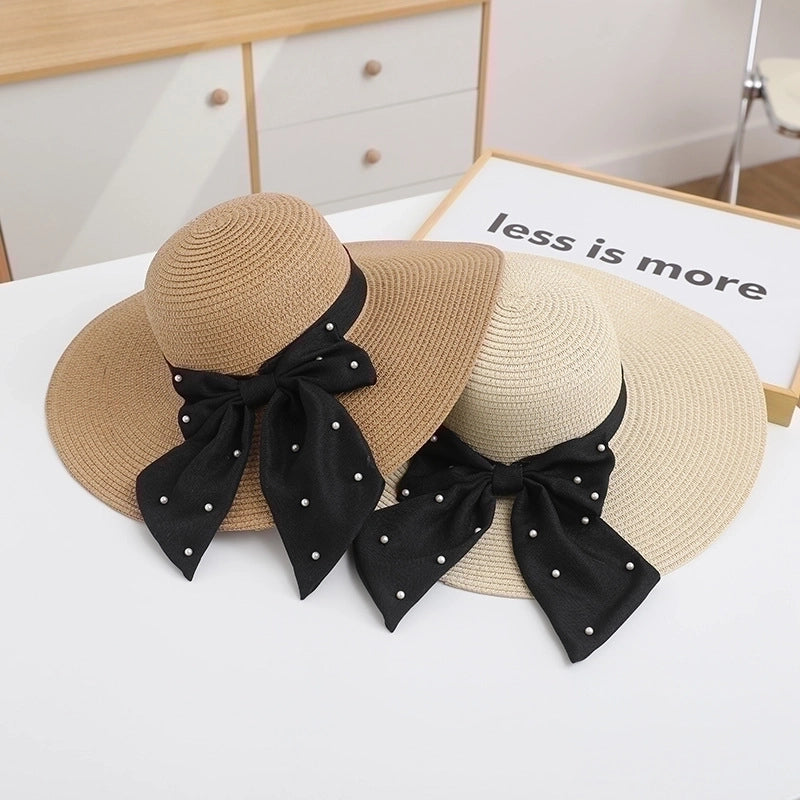 Women's Minimalist Classic Style Color Block Wide Eaves Straw Hat