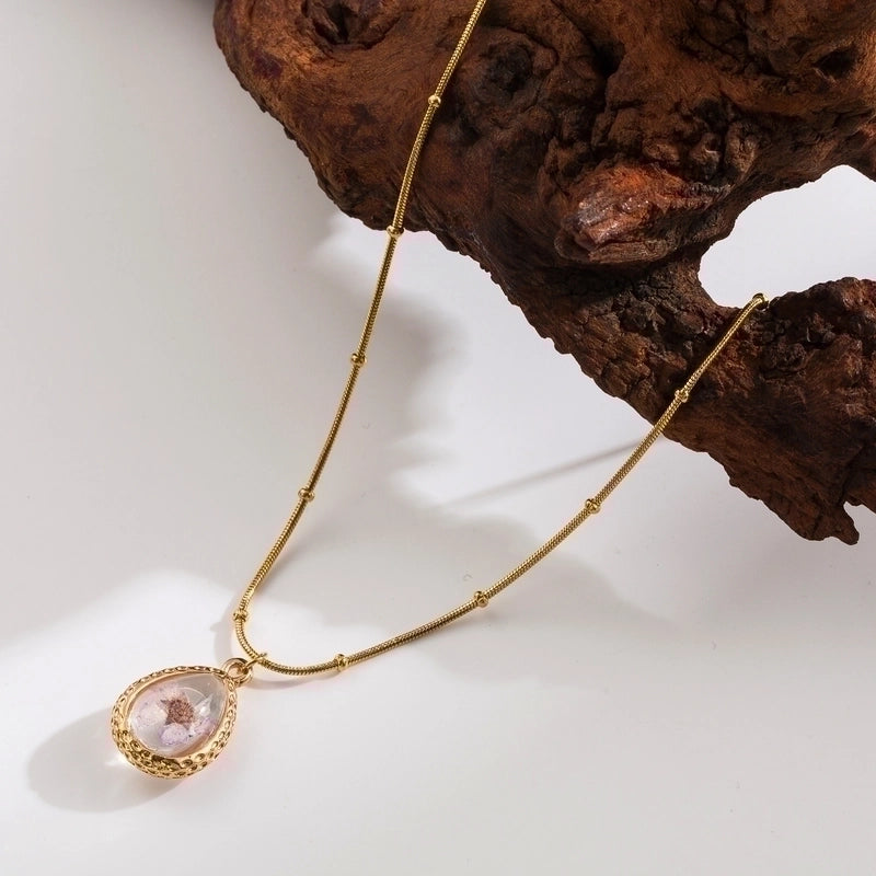 Sweet Pastoral Commute Flower 304 Stainless Steel Copper 18K Gold Plated Pendant Necklace