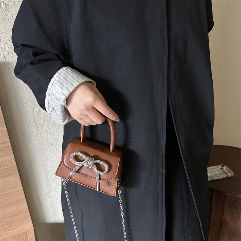 Women's Mini Pu Leather Bow Knot Elegant Magnetic Buckle Handbag