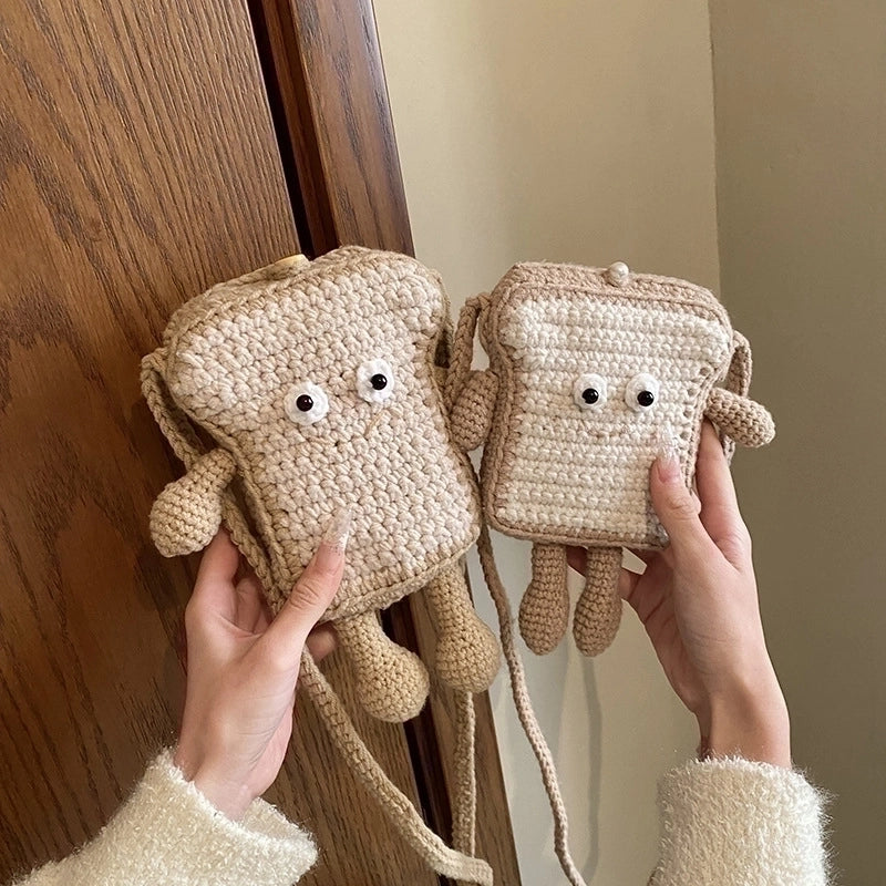 Women's Small Knit Cartoon Cute Buckle Crossbody Bag