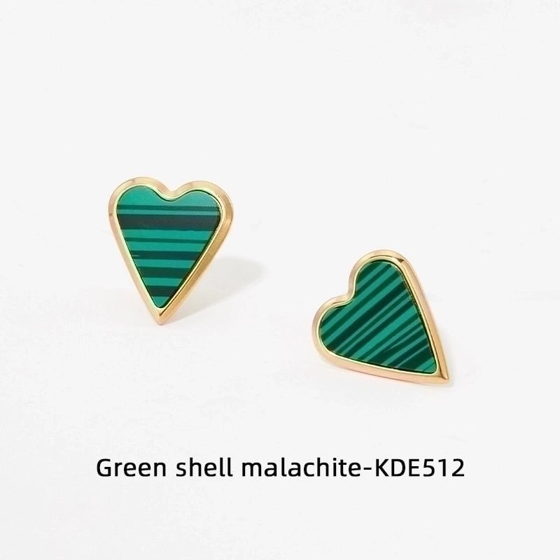 3 Pieces Fashion Heart Shape 304 Stainless Steel Shell 16K Gold Plated White Gold Plated Gold Plated Inlay Earrings Necklace