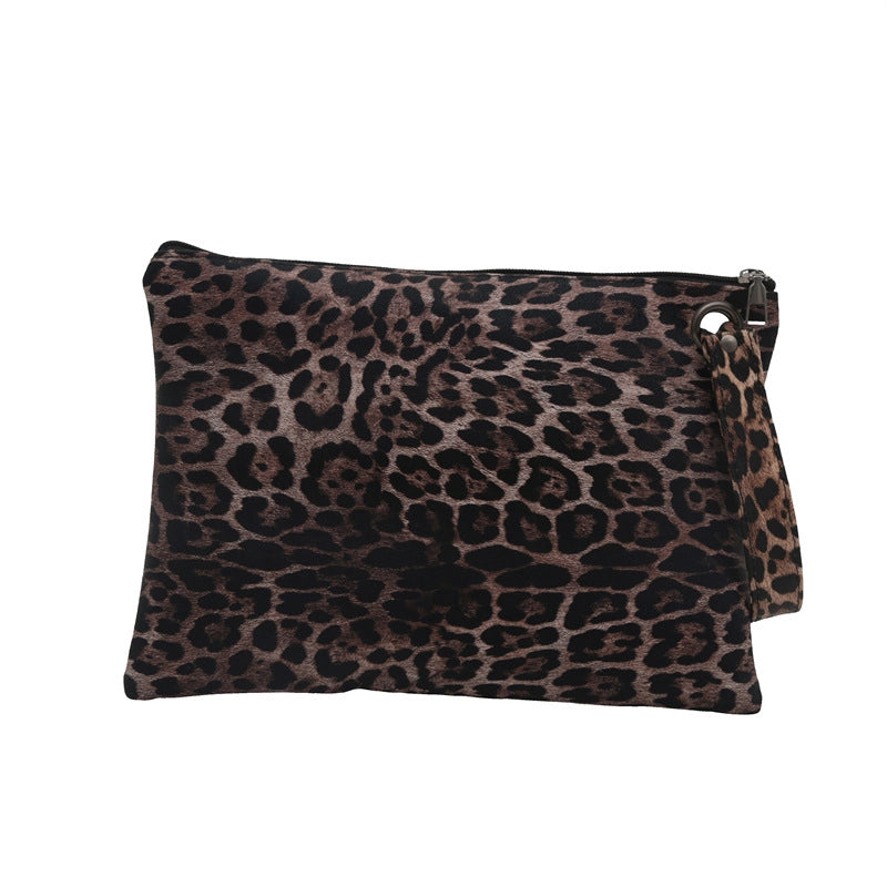 Black Coffee Brown Pu Leather Leopard Square Clutches